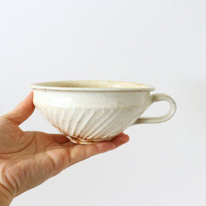 Tetsusan diagonal handle soup cup pottery Furuya Seisho