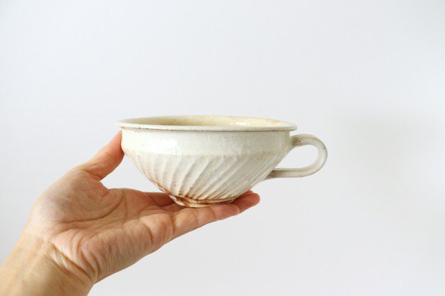 Tetsusan diagonal handle soup cup pottery Furuya Seisho