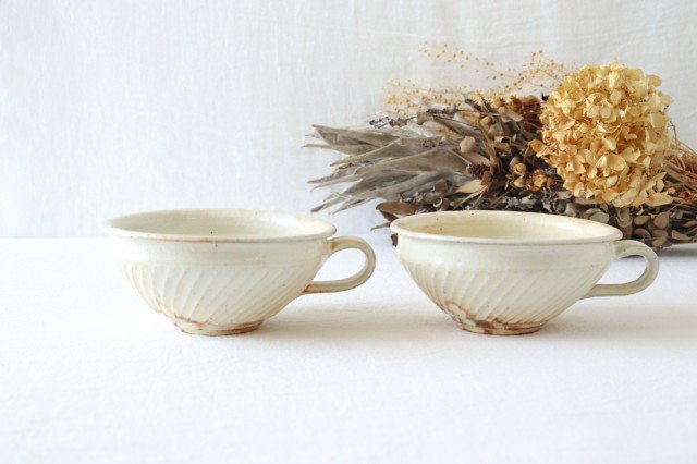 Furutani Seitosho Soup Cup Diagonal Shinogi White