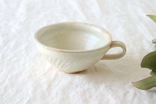 Furutani Seitosho Soup Cup Diagonal Shinogi White