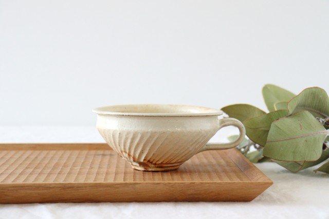 Tetsusan diagonal handle soup cup pottery Furuya Seisho