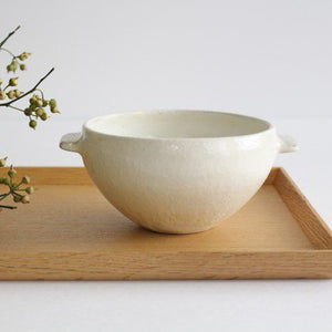 Furutani Seitosho Soup Bowl with Ears Vertical Brown Lines