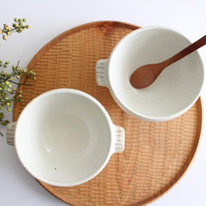 Furutani Seitosho Soup Bowl with Ears Vertical Brown Lines