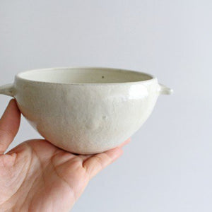 Furutani Seitosho Soup Bowl with Ears Vertical Brown Lines