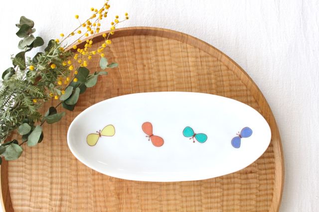 Butterfly oval plate L porcelain Harektani Kutani ware