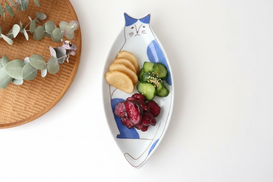 Harekutani Cat Plate Blue | Kutani Ware