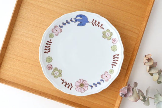 Flower and Bird Plate Pink Porcelain Harektani Kutani Ware