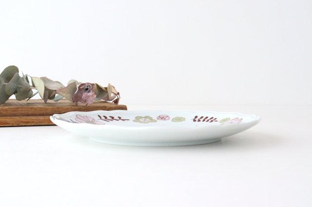 Flower and Bird Plate Pink Porcelain Harektani Kutani Ware