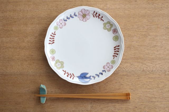 Flower and Bird Plate Pink Porcelain Harektani Kutani Ware