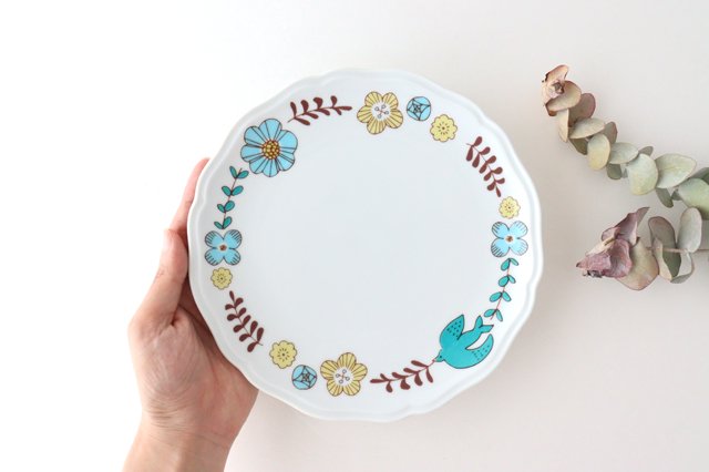 Flower and Bird Plate Blue Porcelain Harektani Kutani Ware