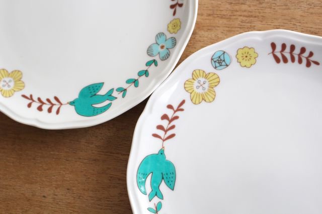 Harekutani Flower and Bird Plate Blue | Kutani Ware