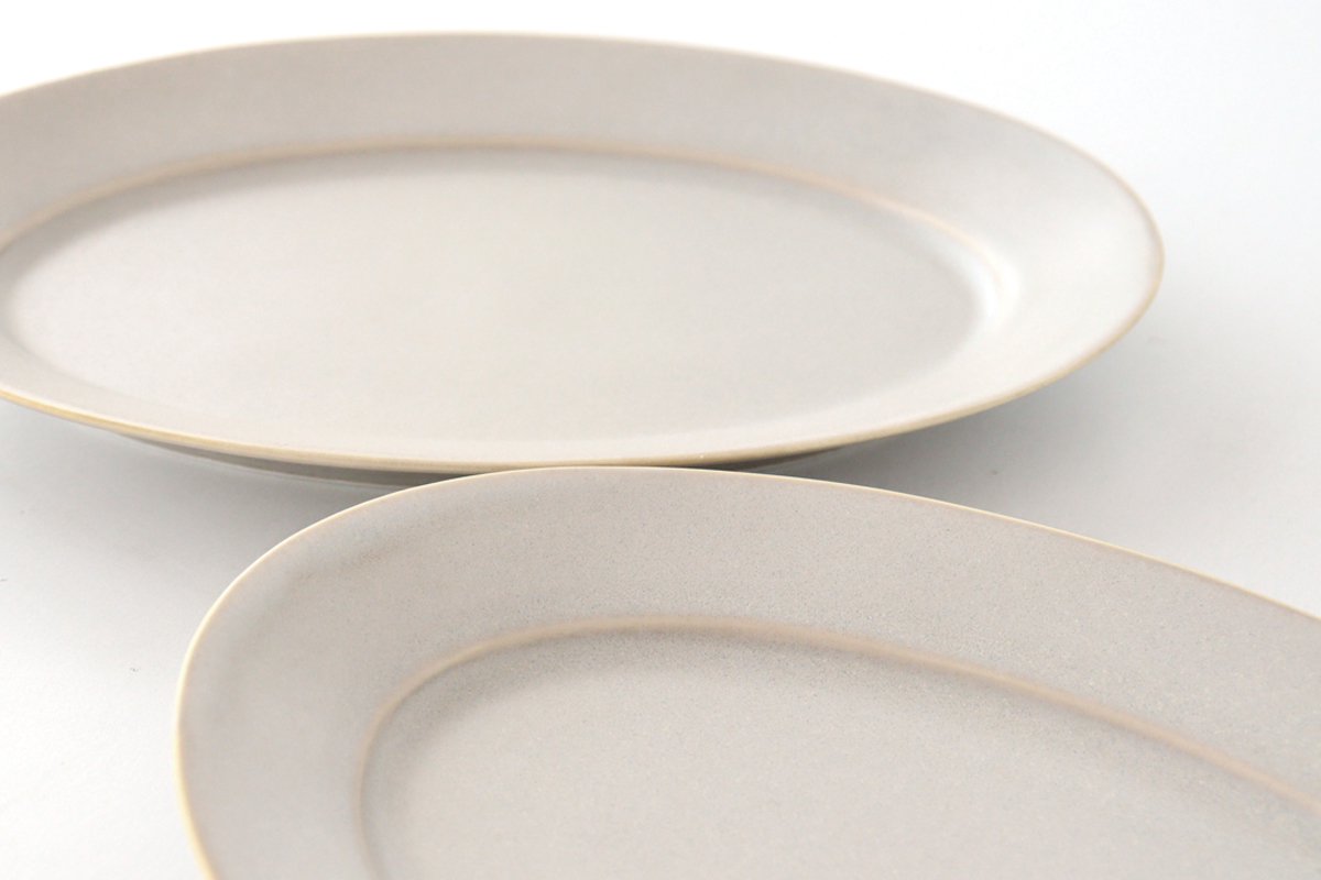 Rim Oval Plate M Sherbet Gray Porcelain Koyo Kiln Arita Ware