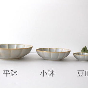 Chrysanthemum flat bowl, sherbet gray, porcelain, Koyo kiln, Arita ware