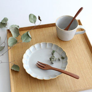 Kikuwari 15cm/5.9in Plate Sherbet Gray Porcelain Koyo Kiln Arita Ware