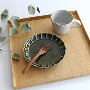 Kikuwari 15cm/5.9in Plate Olive Porcelain Koyo Kiln Arita Ware