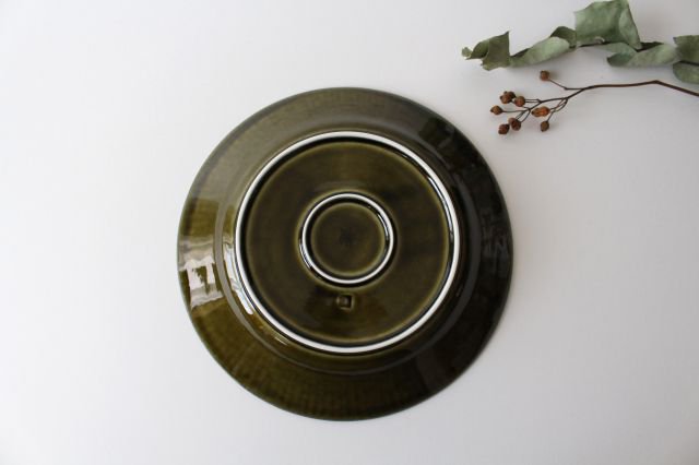 Shinogi 21cm/8.3in Plate Olive Porcelain Koyo Kiln Arita Ware