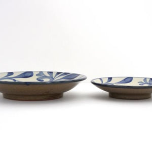 21cm/8.3in Plate Cobalt Arabesque Pottery Tsuboya Ware Toshin Kiln Yachimun