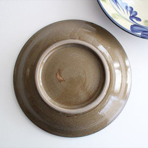 21cm/8.3in Plate Lined Arabesque Pottery Tsuboya Ware Toshin Kiln Yachimun