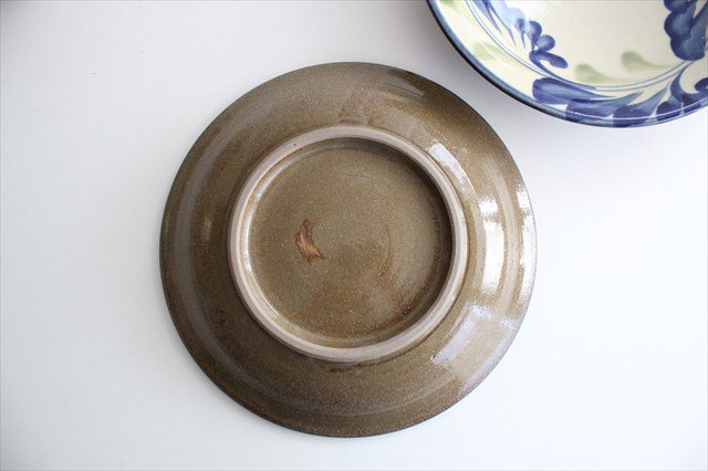 21cm/8.3in Plate Lined Arabesque Pottery Tsuboya Ware Toshin Kiln Yachimun