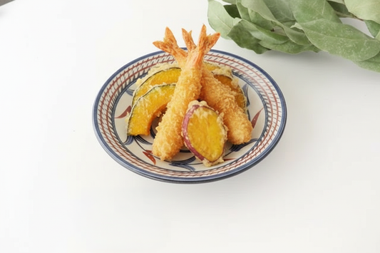 Toshin Kiln Round Plate Red Bougainvillea 21cm/8.3in | Tsuboya Ware  Yachimun
