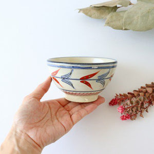 Toshin Kiln Soup Bowl Red Bougainvillea | Tsuboya Ware Yachimun