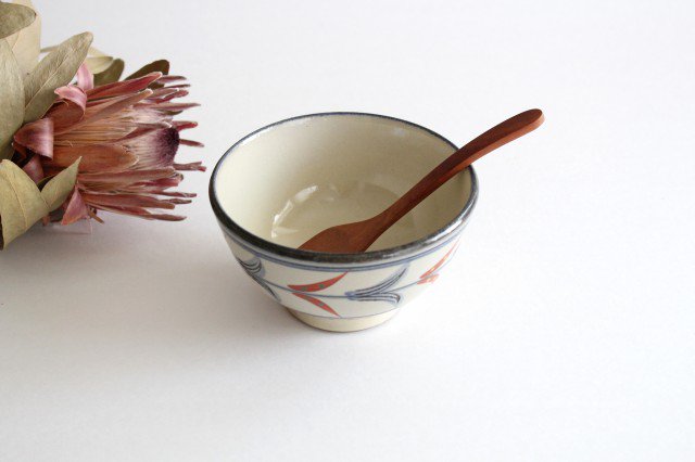 Toshin Kiln Soup Bowl Red Bougainvillea | Tsuboya Ware Yachimun