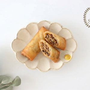 Oval Plate White Chrysanthemum | Mino Ware