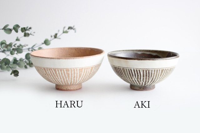 Rice bowl AKI pottery inlay Mino ware