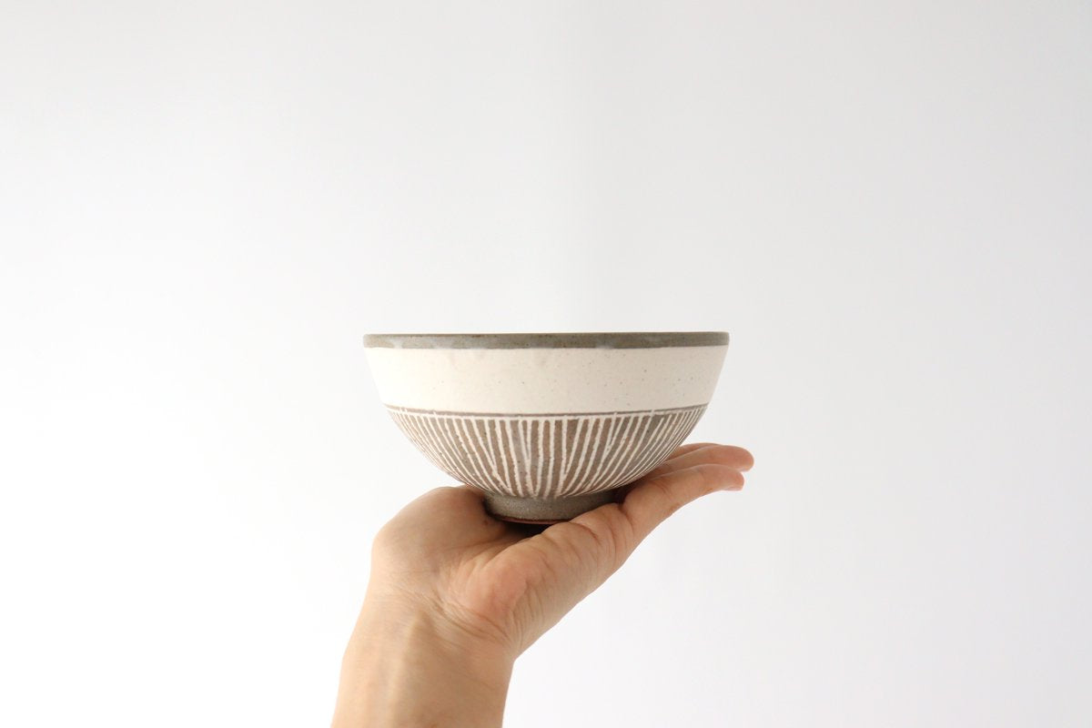 Rice bowl AKI pottery inlay Mino ware