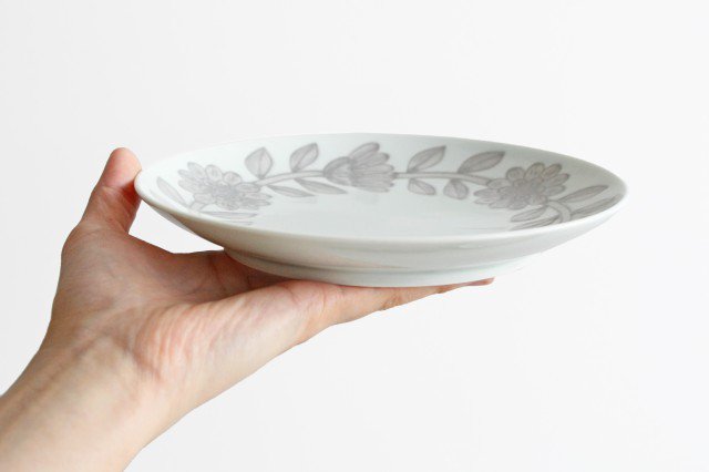 18cm plate gray porcelain daisy Hasami ware