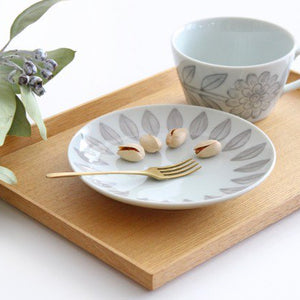 15cm plate gray porcelain daisy Hasami ware