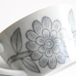 Mug Gray Porcelain Daisy Hasamiyaki