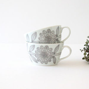 Mug Gray Porcelain Daisy Hasamiyaki
