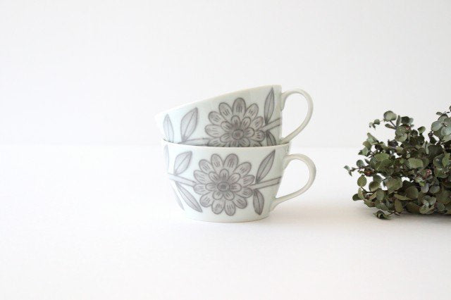 Mug Gray Porcelain Daisy Hasamiyaki