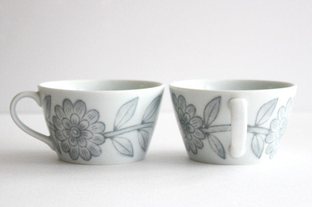 Mug Gray Porcelain Daisy Hasamiyaki