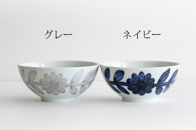 13.5cm bowl gray porcelain daisy Hasami ware