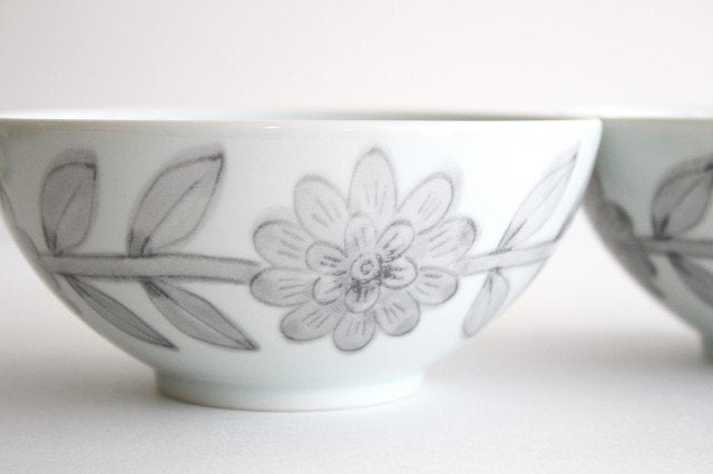 13.5cm bowl gray porcelain daisy Hasami ware