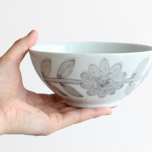 13.5cm bowl gray porcelain daisy Hasami ware