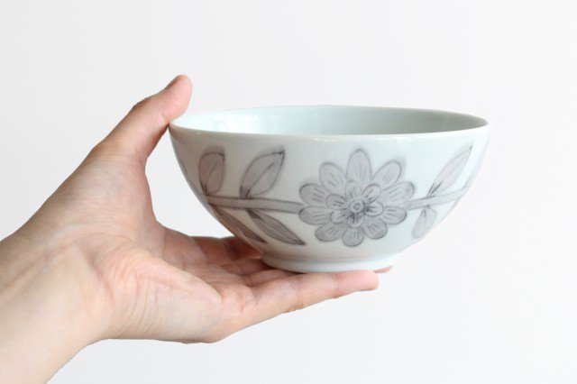 13.5cm bowl gray porcelain daisy Hasami ware