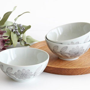 13.5cm bowl gray porcelain daisy Hasami ware