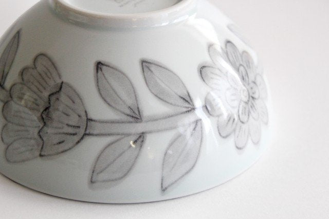 13.5cm bowl gray porcelain daisy Hasami ware