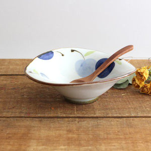 Deformed medium bowl, green apple, porcelain, Hasami ware