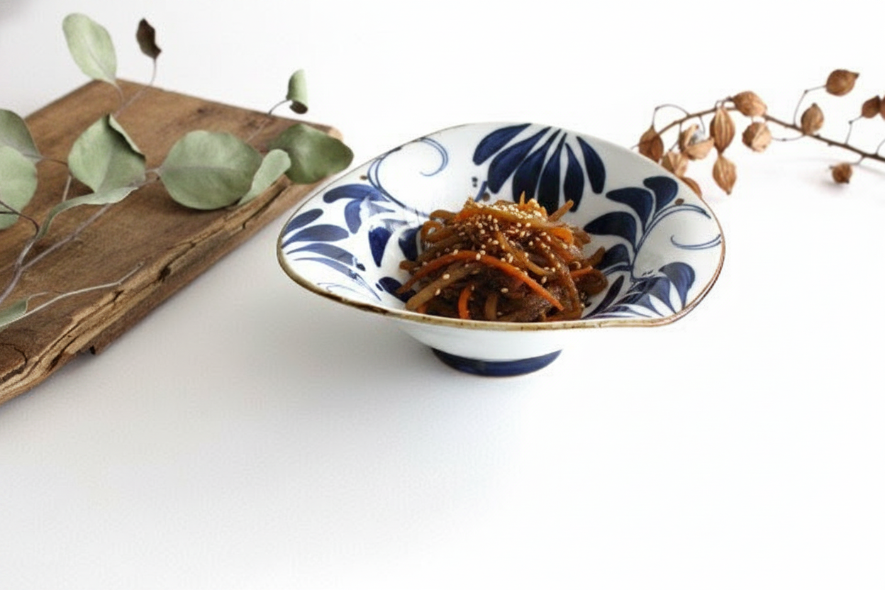 Deformed Bowl Blue Arabesque M | Serving Bowl Hasami Ware