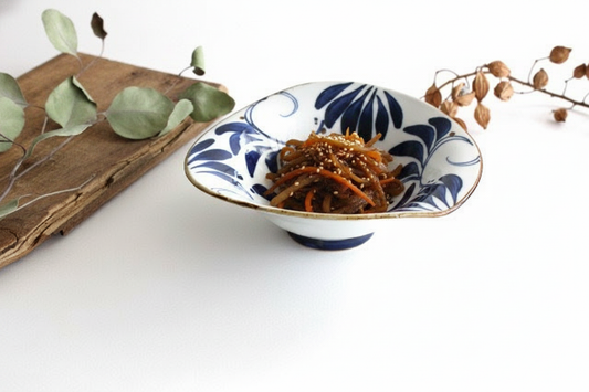 Deformed Bowl Blue Arabesque M | Serving Bowl Hasami Ware