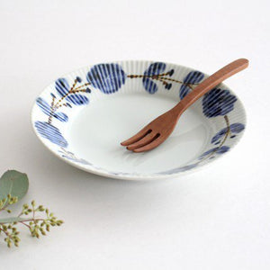 Shinogi 16.5cm/5.9in Plate Dyed Sabi Flower Connector Porcelain Koyo Kiln Arita Ware