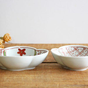Minori quince bowl, brocade pattern, porcelain, Koyo kiln, Arita ware