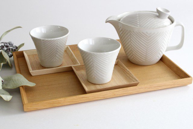 ORIME Japanese Teapot Herringbone White Large | Kyusu Hasami Ware