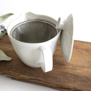 ORIME Japanese Teapot Herringbone White Large | Kyusu Hasami Ware