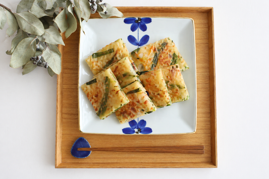 Square Plate Hand  Blue Flower 21cm/8.3in  | Sushi Plate Hasami Ware