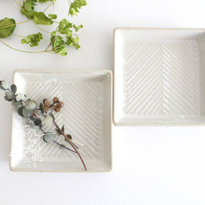 ORIME Square Plate Herringbone White | Hasami Ware